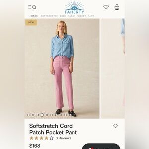 Faherty baby wale pink corduroy pants